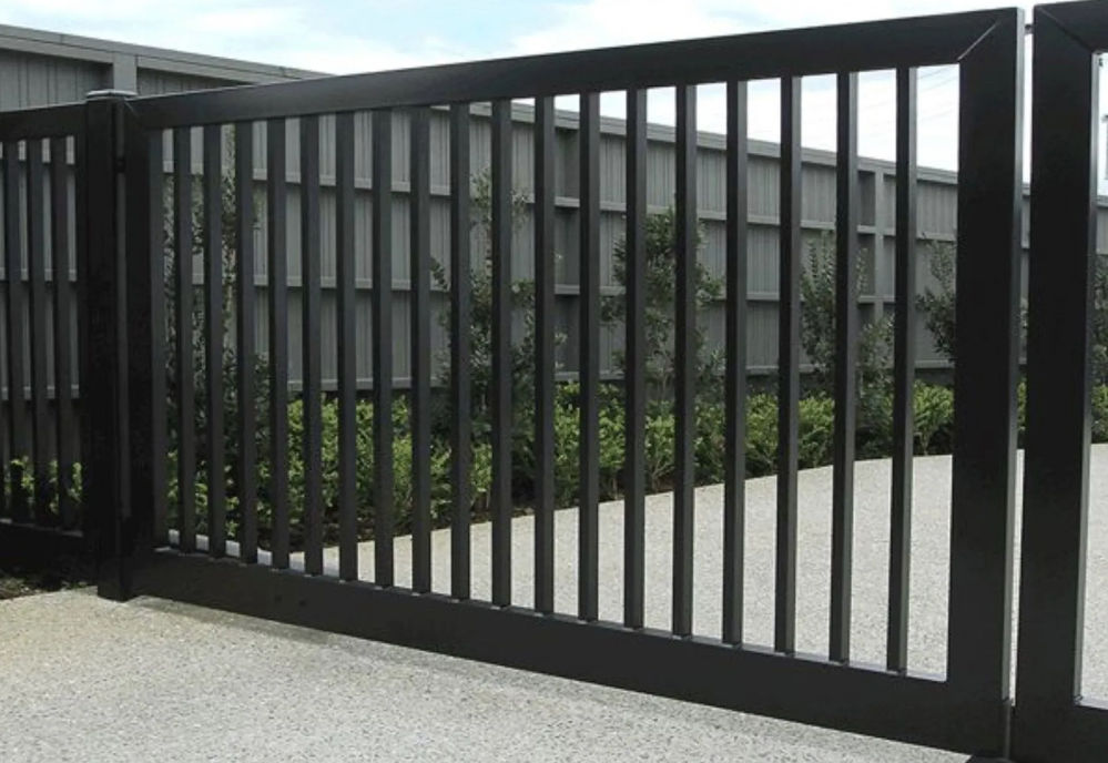modern iron driveway entry security gate